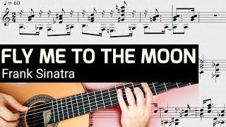 Complete sheet music of the song "Fly me to the moon" for instrumental guitar