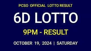 6D LOTTO RESULT 9PM DRAW TODAY October 19, 2024 Saturday PCSO 6D LOTTO Evening Draw