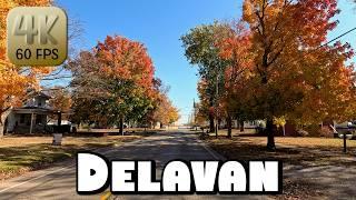 Driving Around Small Town Delavan, Illinois in 4k Video