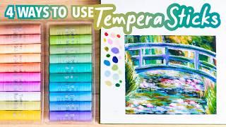 Gouache + Oil Pastels = MAGIC??!! 4 Painting Ideas with Tempera Sticks