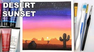 Desert at Sunset | Easy Acrylic Painting on Canvas | Step by Step #36