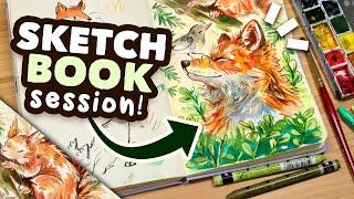 Watercolour Sketchbook Session!  // woodland critters & comfort zone sketching