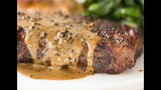 Steak with Creamy Peppercorn Sauce