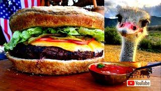 GIANT Ostrich BURGER on a SPADE!