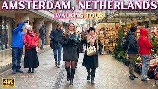 Amsterdam City Walking Tour  Netherlands Winter Walk [4k/60fps HDR]