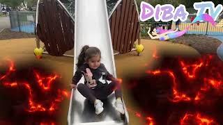 Diba and Daddy - Floor IS LAVA at The Park Playground For Kids - Watch Diba play and ESCAPE THE LAVA