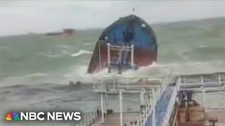 Russian oil tankers split in two by strong storms in the Black Sea