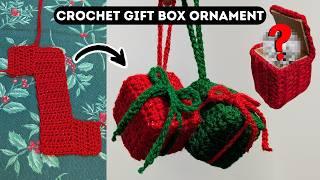 How to crochet a gift box Christmas tree ornament ~ Crochet Tutorial ~ Brunaticality