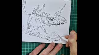 Lord of the rings Drawing Fellbeast inking pens YouTube Short