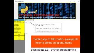 Tkinter advanced: pysnippets, how to delete files in the menu