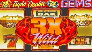 Landed Progressive Jackpots on Triple Double Gems 3 Reel 9 Line Slot