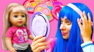 Disney princess makeup for baby doll - Disney princesses dolls videos for kids.