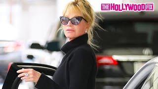 Melanie Griffith Picks Up Her New Porsche From Valet After Lunch At Ebaldi In Beverly Hills, CA