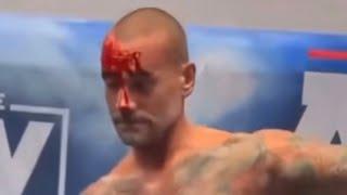 CM Punk blading during AEW wrestling match to make himself bleed