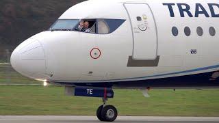 Beautiful Fokker 100 Take-Off at Bern - coolest Pilots EVER!!