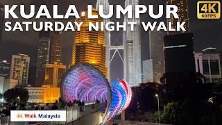 [4K 60fps HDR] KUALA LUMPUR SATURDAY NIGHT WALK @ KLCC | MERDEKA MONTH 2024 | Malaysia Walking Tour