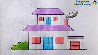 How to draw a House Scenery  Ghar ka Chitra | Very Easy