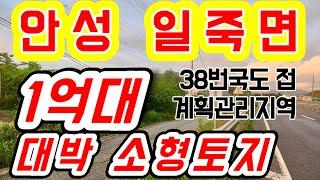 [안성 토지]안성 일죽면/38번국도 접 계획관리지역/1억대 대박 소형토지/식당,카페,공장,창고,야적장 뭐든지 가능한 최상급 토지/투자용 강추