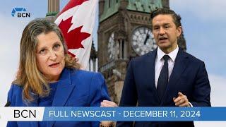 Tory leader Poilievre blasts Freeland on deficit & Bank of Canada cuts key rate l Dec. 11, 24 l BCN