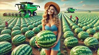 Brazil 3.7 Million Watermelons Harvested And Processed With Modern Machinery| Farming Documentary