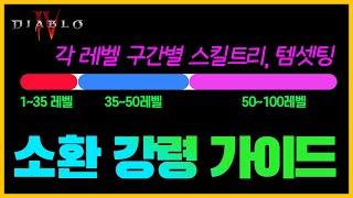 디아블로4 시즌4 강령술사 육성가이드 각레벨구간 실제 육성한 스킬, 템트리 총정리! 스킬트리 | 템셋팅 | 정복자
