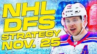 NHL DFS Strategy Monday 11/25/24 | DraftKings & FanDuel Daily Fantasy Hockey Picks