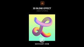 How to do 3D blend effect in Illustrator by Sovisart #Shorts