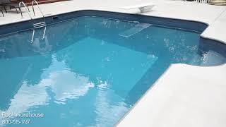 18x43x28 L Shape Swimming Pool with Tanning Ledge From Pool Warehouse