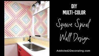 DIY Ombre Rainbow Square Spiral Wall Design