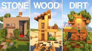 Minecraft: 3 Starter Houses with DIFFERENT Materials