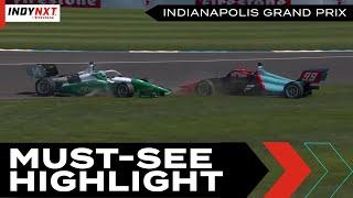 Pierson, Rowe collide in practice at Indianapolis | INDY NXT by Firestone