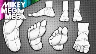 How To Draw SIMPLE FEET: FRONT & SOLE