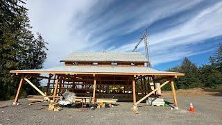 Post and Beam Barn Kit Part 12-  Upper Roof Sheeting and Girts