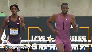 Rai Benjamin breaks Edwin Moses' men's 400m hurdles track record at Drake Stadium | NBC Sports