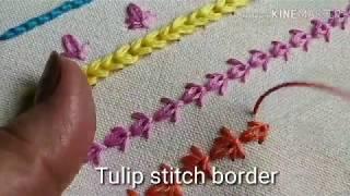 313-Portuguese knotted stem stitch, Portuguese border stitch and Tulip stitch(Basic stitches)