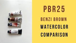 PBr25 Benzimidazolone Brown Watercolor Comparison: Maimeri, Rosa Gallery, Daniel Smith, Renesans.