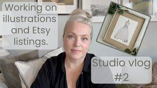 Studio Vlog #2. Working on my custom wedding illustrations and Etsy Listings. See my process.