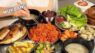 요리먹방 :) 백반 맛집은 우리집~ 제육볶음, 굴비구이, 크래미계란말이, 애호박새우볶음, 설렁탕, 만두튀김 집밥먹방~ 디저트는 과일 넣은 비요뜨.