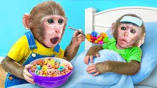 KiKi Monkey spent 24 hours to be Good Brother Take Care of Baby Got Sick and Duck | KUDO ANIMAL KIKI