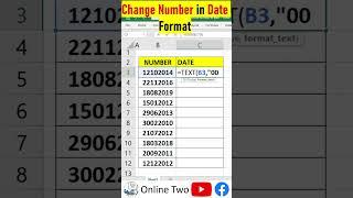 Change number in date format | Excel formulas | Text Function