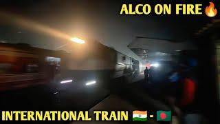 Alco On Fire  || Late Running International Train Tharshing Past The Busy Railway Station 