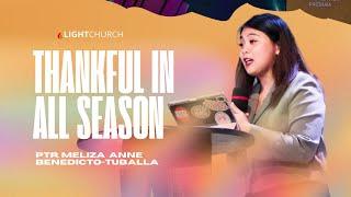 Thankful In All Season | Ptr. Meliza Benedicto - Tuballa