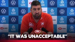 Cox SLAMS "embarrassing" Swans after Crows thumping | Sydney Press Conference | Fox Footy