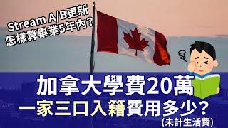 加拿大救生艇計劃 讀書移民學費要20萬？│Stream A/B最新更新 什麼人可以讀一年制post grad課程│單人和一家三口加上申請費最少預算多少？