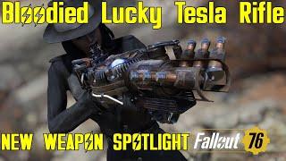 Fallout 76: New Weapon Spotlights: Bloodied Lucky Tesla Rifle