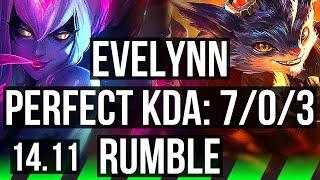 EVELYNN vs RUMBLE (JGL) | 7/0/3, 66% winrate, Godlike | EUW Master | 14.11