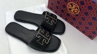 Tory Burch Double T Sport Slide Black Gold  Review