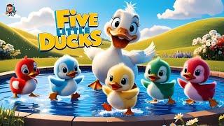  Five Little Ducks | Kids Nursery Rhyme | Learning Numbers & Animal Sounds 