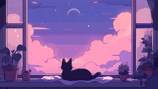 Peaceful night on the rooftop with my cat • Lofi Hip Hop Mix  Chill Beats To Relax / Study To