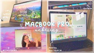 MACBOOK PRO 2021 M1 UNBOXING  SETUP, ACCESORIES + CUSTOMIZING